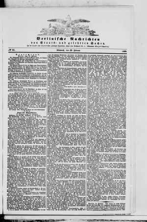 Berlinische Nachrichten von Staats- und gelehrten Sachen vom 29.02.1860