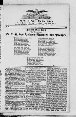 Berlinische Nachrichten von Staats- und gelehrten Sachen vom 22.03.1860
