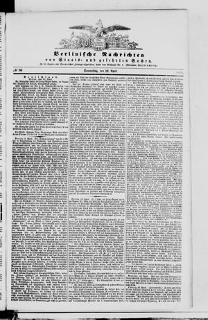 Berlinische Nachrichten von Staats- und gelehrten Sachen vom 12.04.1860