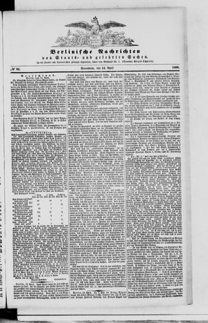 Berlinische Nachrichten von Staats- und gelehrten Sachen on Apr 14, 1860