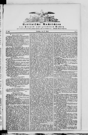 Berlinische Nachrichten von Staats- und gelehrten Sachen vom 17.04.1860