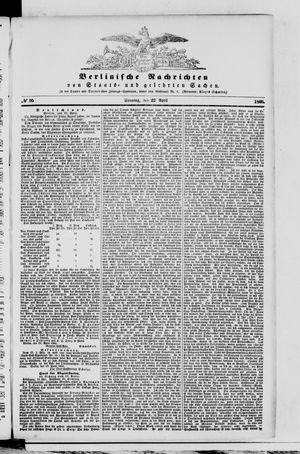 Berlinische Nachrichten von Staats- und gelehrten Sachen vom 22.04.1860