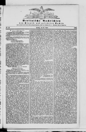 Berlinische Nachrichten von Staats- und gelehrten Sachen vom 27.04.1860