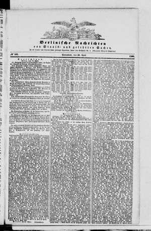 Berlinische Nachrichten von Staats- und gelehrten Sachen vom 28.04.1860