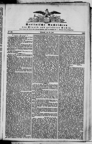 Berlinische Nachrichten von Staats- und gelehrten Sachen vom 18.07.1860
