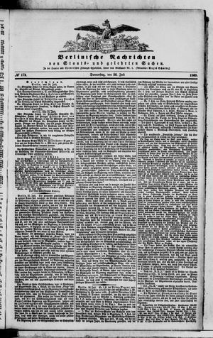 Berlinische Nachrichten von Staats- und gelehrten Sachen vom 26.07.1860