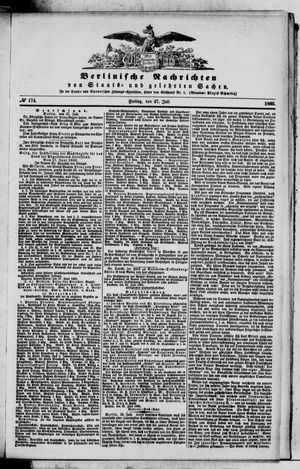 Berlinische Nachrichten von Staats- und gelehrten Sachen vom 27.07.1860