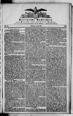 Berlinische Nachrichten von Staats- und gelehrten Sachen vom 29.07.1860