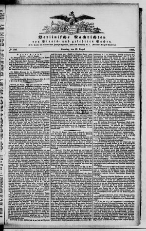 Berlinische Nachrichten von Staats- und gelehrten Sachen on Aug 12, 1860