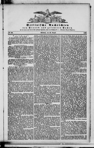 Berlinische Nachrichten von Staats- und gelehrten Sachen vom 22.08.1860