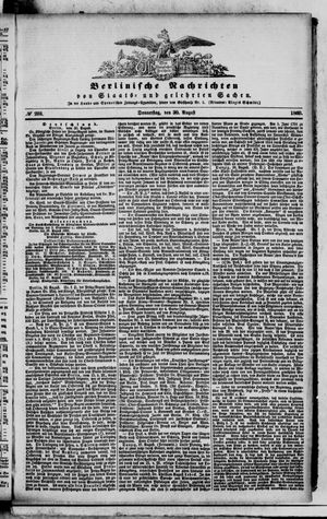 Berlinische Nachrichten von Staats- und gelehrten Sachen vom 30.08.1860