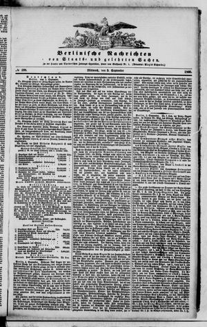 Berlinische Nachrichten von Staats- und gelehrten Sachen on Sep 5, 1860