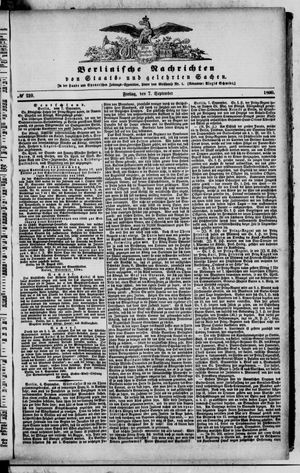 Berlinische Nachrichten von Staats- und gelehrten Sachen vom 07.09.1860
