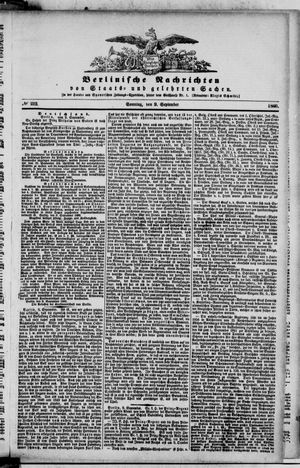 Berlinische Nachrichten von Staats- und gelehrten Sachen vom 09.09.1860