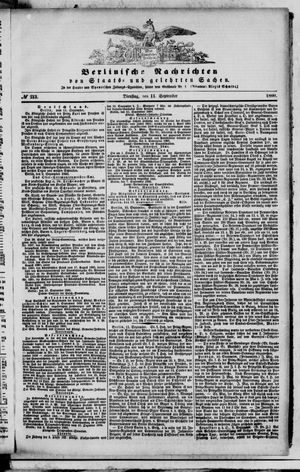 Berlinische Nachrichten von Staats- und gelehrten Sachen vom 11.09.1860