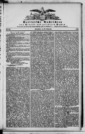 Berlinische Nachrichten von Staats- und gelehrten Sachen vom 15.09.1860