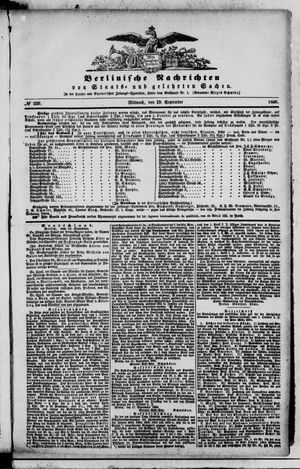 Berlinische Nachrichten von Staats- und gelehrten Sachen vom 19.09.1860
