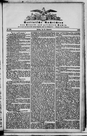 Berlinische Nachrichten von Staats- und gelehrten Sachen vom 21.09.1860