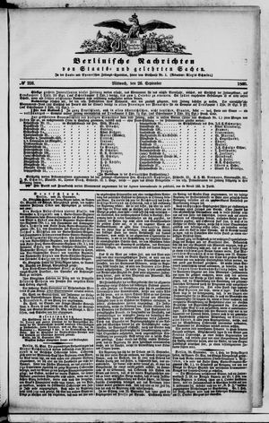 Berlinische Nachrichten von Staats- und gelehrten Sachen on Sep 26, 1860