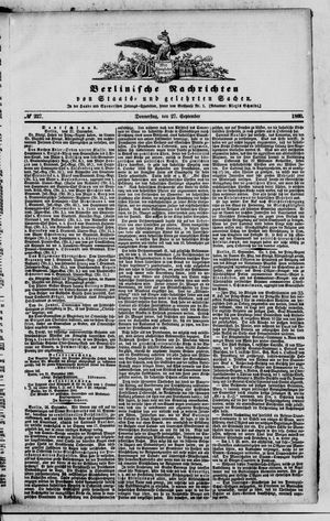 Berlinische Nachrichten von Staats- und gelehrten Sachen vom 27.09.1860