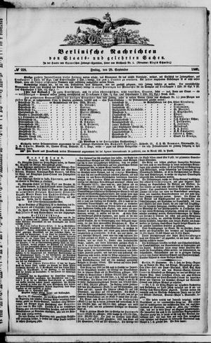 Berlinische Nachrichten von Staats- und gelehrten Sachen vom 28.09.1860