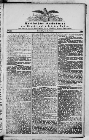 Berlinische Nachrichten von Staats- und gelehrten Sachen vom 11.10.1860