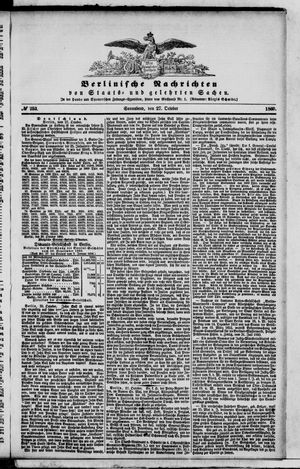 Berlinische Nachrichten von Staats- und gelehrten Sachen vom 27.10.1860