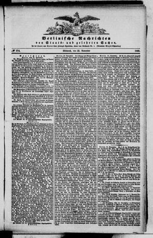 Berlinische Nachrichten von Staats- und gelehrten Sachen vom 21.11.1860