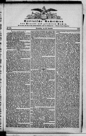Berlinische Nachrichten von Staats- und gelehrten Sachen vom 22.11.1860