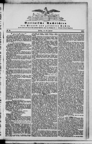 Berlinische Nachrichten von Staats- und gelehrten Sachen vom 18.01.1861