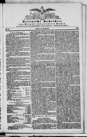 Berlinische Nachrichten von Staats- und gelehrten Sachen on Feb 22, 1861