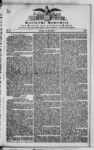 Berlinische Nachrichten von Staats- und gelehrten Sachen vom 24.02.1861
