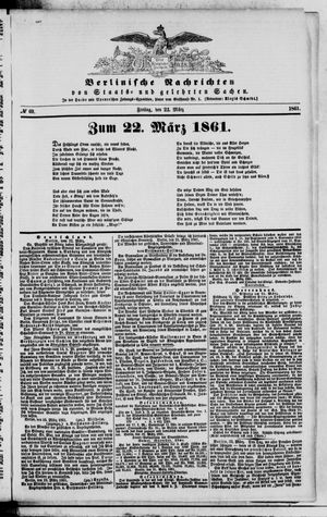 Berlinische Nachrichten von Staats- und gelehrten Sachen vom 22.03.1861