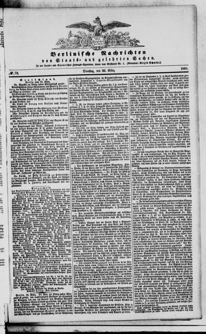 Berlinische Nachrichten von Staats- und gelehrten Sachen vom 26.03.1861