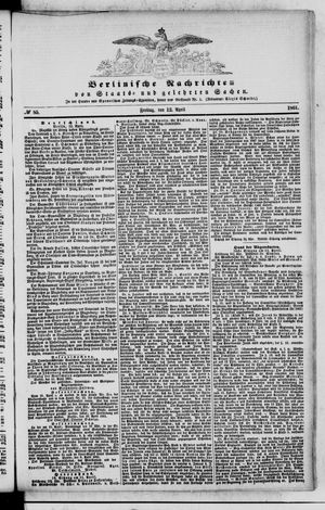 Berlinische Nachrichten von Staats- und gelehrten Sachen vom 12.04.1861