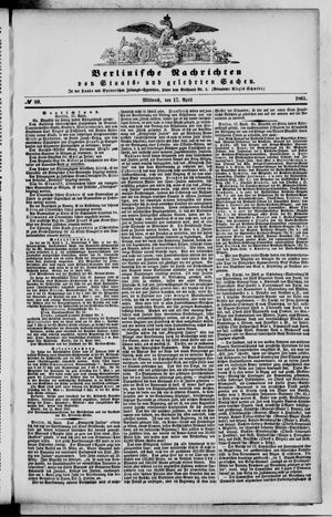 Berlinische Nachrichten von Staats- und gelehrten Sachen vom 17.04.1861