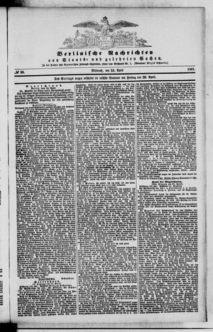 Berlinische Nachrichten von Staats- und gelehrten Sachen vom 24.04.1861