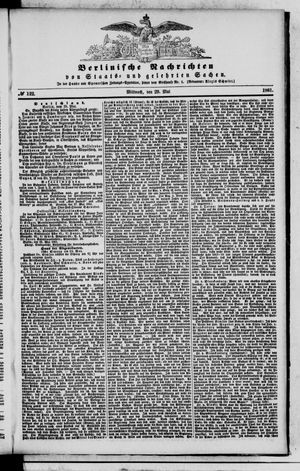 Berlinische Nachrichten von Staats- und gelehrten Sachen vom 29.05.1861