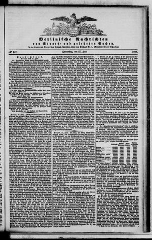 Berlinische Nachrichten von Staats- und gelehrten Sachen vom 27.06.1861