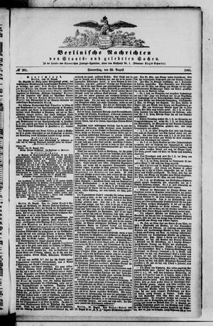 Berlinische Nachrichten von Staats- und gelehrten Sachen vom 29.08.1861