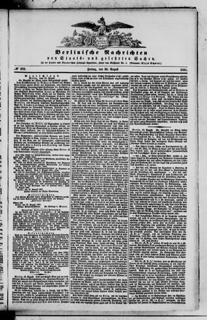 Berlinische Nachrichten von Staats- und gelehrten Sachen on Aug 30, 1861