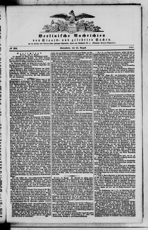 Berlinische Nachrichten von Staats- und gelehrten Sachen vom 31.08.1861