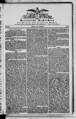 Berlinische Nachrichten von Staats- und gelehrten Sachen on Sep 6, 1861