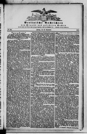 Berlinische Nachrichten von Staats- und gelehrten Sachen vom 13.09.1861