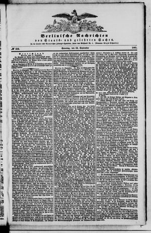 Berlinische Nachrichten von Staats- und gelehrten Sachen vom 15.09.1861