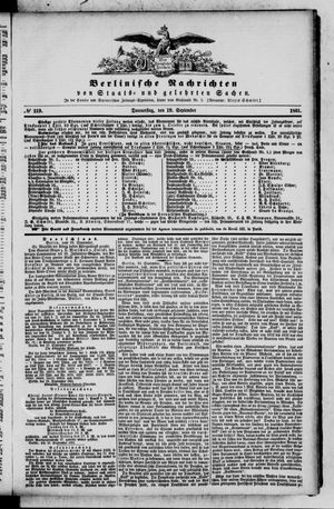 Berlinische Nachrichten von Staats- und gelehrten Sachen vom 19.09.1861