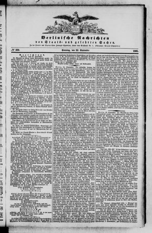 Berlinische Nachrichten von Staats- und gelehrten Sachen vom 22.09.1861