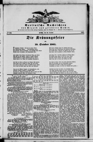 Berlinische Nachrichten von Staats- und gelehrten Sachen on Oct 18, 1861