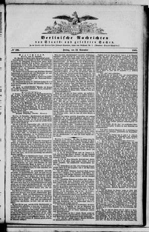 Berlinische Nachrichten von Staats- und gelehrten Sachen vom 15.11.1861
