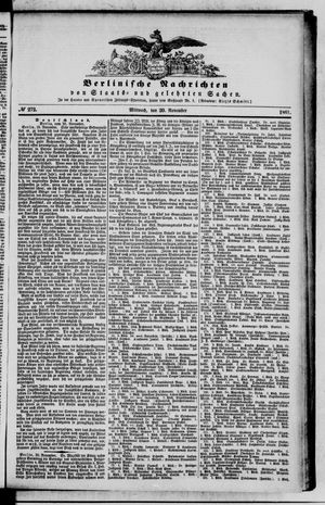 Berlinische Nachrichten von Staats- und gelehrten Sachen vom 20.11.1861